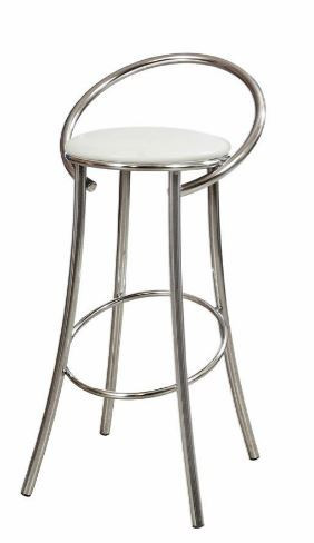 Стул барный Фуриант  хром/белая экокожа 60х45х96