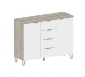Комод 4 ящика и две двери Спальня Анима КМ-3204 дуб серый/белый 138х47х106 см