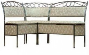 Скамья угловая  кухонная Виток хром/бежевая экокожа 110х150