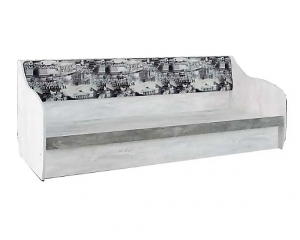 Кровать односпальная 90х200 с мягкой спинкой Либерти Бетон светлый/Ателье