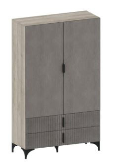 Шкаф распашной 2-х створчатый с ящиками Модульная гостиная Шер ШК 3324 дуб серый/сантьяго 92х38х153 см