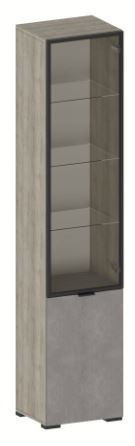 Пенал со стеклом  Модульная гостиная Шер ШК 3320 дуб серый/сантьяго 45х38х215 см