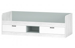 Кровать односпальная с ящиками Скай белый/дуб крафт белый 80х200