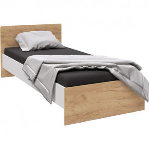 Кровать односпальная Лючия Дуб крафт золтой/белый 90х200