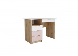 Стол компьютерный письменный Лавис Дуб бунратти/Белый/Розовый 107х59х76