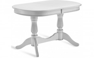 Стол Чарли раздвижной массив бука 160 (200/240)х100х76 Белая эмаль+патина серебро