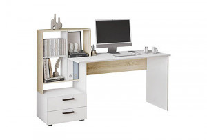 Стол  компьютерный  СКМ-5 белый дуб сонома 165см