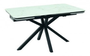 Стол обеденный раздвижной Рейн белый керамогранит 140х90х75