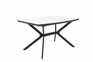 Стол кухонный раздвижной Дели белое матовое стекло каркас металл черный 120х80х75