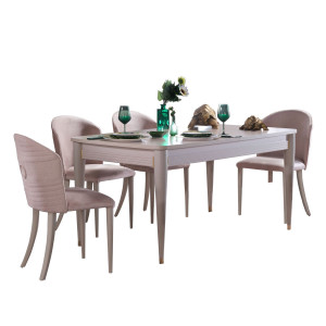 Обеденный комплект стол и стулья Sanvito Bellona (Турция) бежевый 160 (204)x90x77