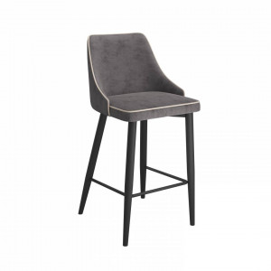 Стул полубарный серый велюр/черный металл 41х47х99
