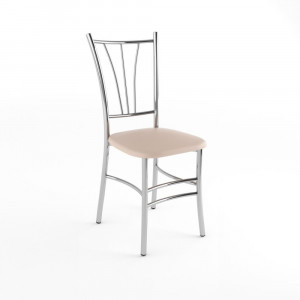 Стул кухонный Трилогия хром/экокожа бежевая 38х48х92