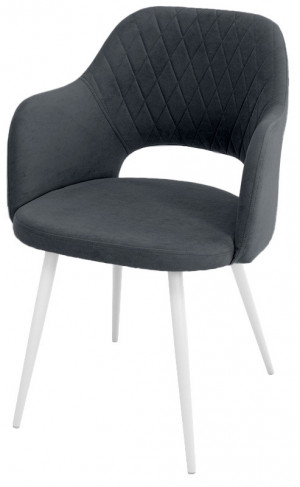 Стул мягкий Эспрессо-2 серый велюр/белый металл 57х60