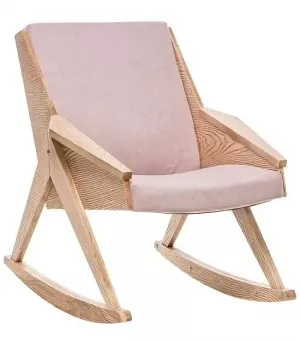 Кресло-качалка на полозьях Амбер Д с подлокотниками Дуб шпон розовый