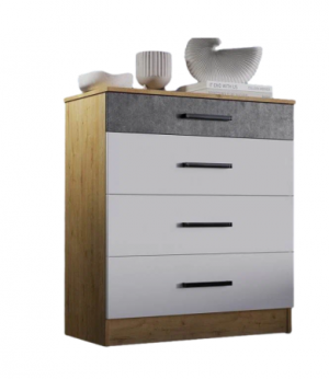 Комод 4 ящика Адель 800-4Я дуб вотан/белый/цемент 82х40х94