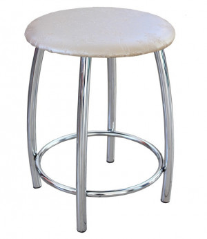 Табурет Премиум хром/белая экокожа 45х45