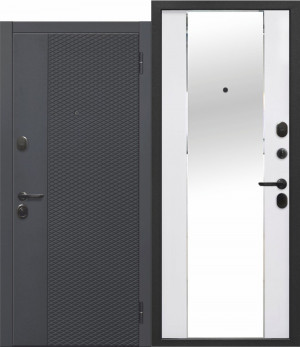 Дверь входная ФЛОРИДА ЭМАЛИТ БЕЛЫЙ ЗЕРКАЛО