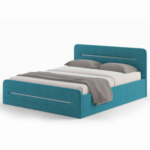 Кровать двуспальная с ПМ Эмили голубой микровелюр 180х200