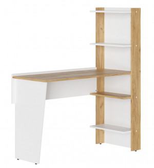 Стол письменный  прямой с встроенным стеллажом Техно Дуб золотой\белый 116х50х136