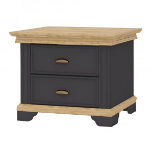 Тумба прикроватная 2 ящика Лиана-1 Дуб Крафт Золотой\Графит Софт 57х46х49