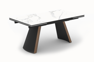 Стол обеденный Рандеву керамика белый мрамор 160 (+30+30)х90х77 см