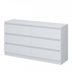 Комод 6 ящиков Мелани белый 142х40х77