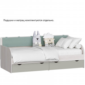 Кровать-тахта подростковая с основанием из ЛДСП серая 90х200