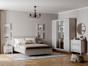 Спальный Гарнитур Валенсия персидский жемчуг, дуб светлый натуральный