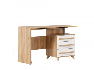 Стол письменный правый Марта-2 дуб золотой белый 125х53х77