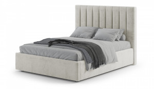 Кровать двуспальная с ПМ и ящиком Николь велюр серый 160х200