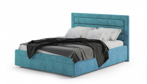 Кровать двуспальная с ПМ Джесика голубой велюр 160х200