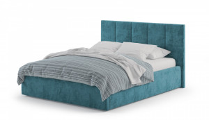 Кровать двуспальная с ПМ и ящиком Марта голубой велюр 180х200
