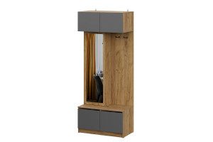 Вешалка с зеркалом  Авиньон  дуб крафт золотой/графит серый 90х50х222 см