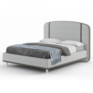 Кровать  двуспальная с ПМ Вивьен серый велюр 180х200