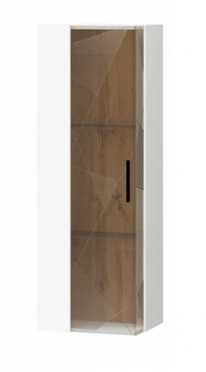 Шкаф-витрина малый Джерси белый/дуб золотой 45х35х130