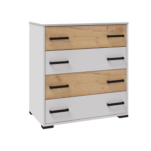 Комод 4-ящика Лючия Дуб крафт золотой/белый 80х45х86