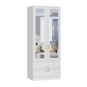 Шкаф распашной двухдверный с 2-мя ящиками Тип Д Вилла Белый 90х60х224