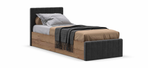 Кровать односпальная 90х200 с ящиками ЛОФТ Мини Крафт Серая