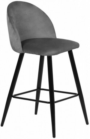 Барный стул MALIBU серый велюр, черный каркас