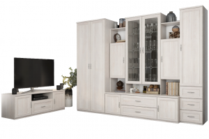 Модульная гостиная Классика комплектация 001 Анкор светлый 280х55х213