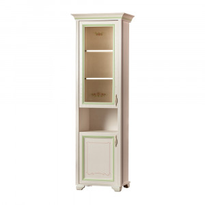 Пенал со стеклянным фасадом №903 Флора белый 67см