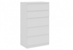 Комод  5 ящиков высокий белый 70х42х112