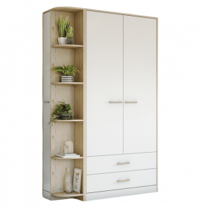 Шкаф распашной 2-х створчатый с ящиками сонома белый 124х60х220