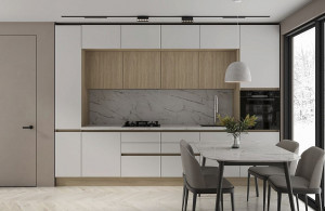 Кухня Женева Цвет Дуб Палермо/Белый матовый 340х60х245