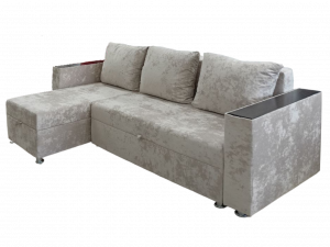 Диван угловой раскладной с оттоманкой светлый 245х153