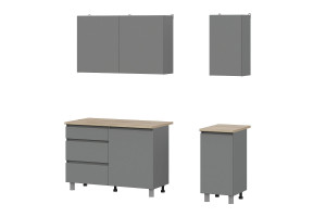 Кухня Денвер 1,6м ЛДСП Графит столешница Дуб сонома NN