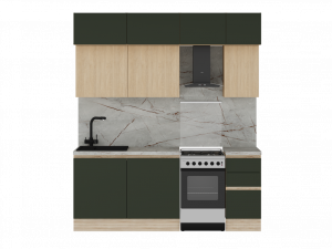 Кухня Женева Дуб Палермо Зеленый матовый 220х60х245